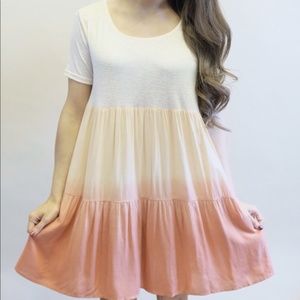 Umgee Peach Ombre Babydoll Mini Dress Size Small
